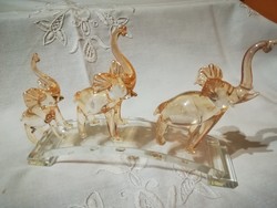 Elephants, handmade glass crystal ornament, in its own gift box.