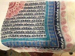 Thin Indian scarf, shawl, stole with many elephants