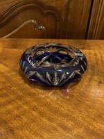 Antik kék lila metszett kristály üveg hamutartó