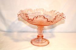 Antik fodros szélű rózsaszín asztalközép,kínáló tál