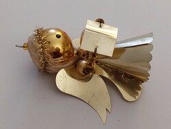 Old glass Christmas tree ornament gold halo long-haired angel glass ornament