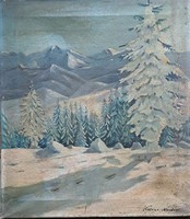 Soldier Nándor: winter landscape. Oil on canvas.