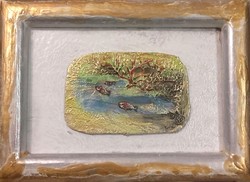 Two small miniatures together. 18X13 cm with frame. The works of Zsófia Károlyfi, an award-winning artist-