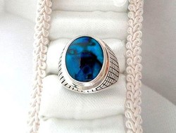 Ezüst kék abalone gyűrű gyönyörű  8-as
