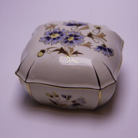 Zsolnay porcelán búzavirágos bonbonier, hibátlan, jelzett