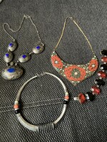 Antique old Tibetan and Nepalese copper and silver necklaces and necks with lapis lazuli and coral