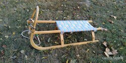 Retro 80's large strong wooden sled with strap seat