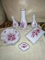 6 darabos vintage virág mintás Hollóházi porcelán set lot