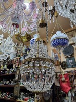 Renovated Czechoslovak crystal basket chandelier