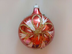 Old glass Christmas tree ornament red painted sphere glass ornament