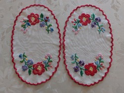 Old Kalocsa embroidered small tablecloth oval 2 pcs
