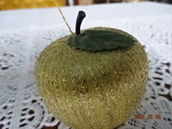 Christmas ornament, golden apple, covered with yarn, diameter 5 cm. He has!