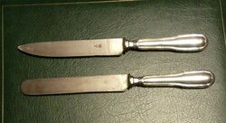 Antique hallmarked silver knives with non-rusting hallmarked steel blades
