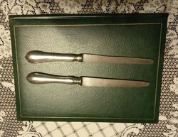 Antique hallmarked silver knives with stainless steel blades