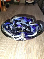 Blue and white glass bowl with flaps
