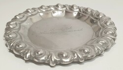 Silver (800) small blistered bowl with engraved text