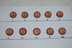 10 db festett, kis címeres WMT parafás söröskupak más karakterrel ( Kőbányai Részvény Sör )