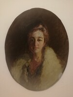 Horthy Béla (1869-1943) - Női portré, 1930as évek. eredeti olajfestmény.