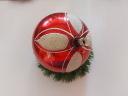 Old glass Christmas tree ornament red painted sphere glass ornament