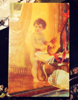 Antique postcard postcard with putto for Christmas