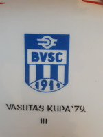 Gyűjteménybe, retro Hollóházi porcelán tálca BVSC emblemaval, nosztalgia tárgy!