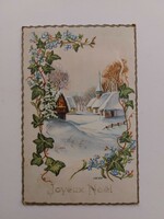 Old Christmas postcard postcard snowy landscape on ivy