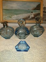 Blue Cut Glass, 4 pcs
