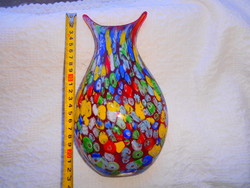 Muránói Millefiori (ezervirág)  váza 23 cm súlyos, hibátlan (Fratelli Toso)