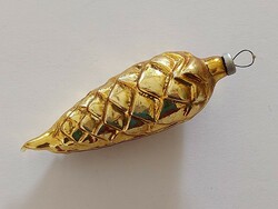 Old glass Christmas tree ornament gold cone glass ornament