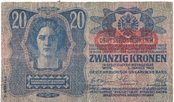 Austria 20 kroner overprint