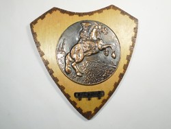 Retro key holder - copper wood wall relief - colt horse horse rider key hanger - from the 1970s