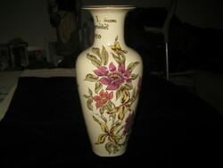 Beautiful Zsolnay orchid vase with a thick layer of hand painting, 27 cm flawless