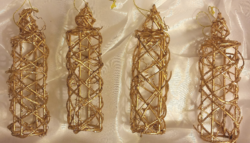 Handmade Christmas tree decoration made of cane, candles painted gold - Christmas decoration
