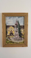 Esztergom town hall oil painting from 1 ft