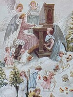 Old Christmas postcard postcard army of angels