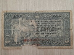 10 dinár 40 kruna FELÜLBÉLYEGZÉS 1919