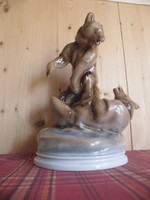 Zsolnay porcelain wrestling bears