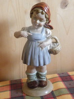 Old bertram figural marked porcelain - little girl with basket in hand -