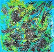 Zsm abstract painting 40 cm/40 cm canvas, acrylic, painter's knife, scratches