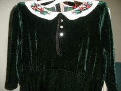 Dark green silk-velvet Christmas dress