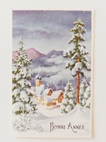 Old Christmas postcard postcard snowy landscape forest