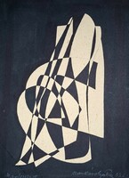 Szász Károly István (1909-1979): Absztrakt tusrajz (op-art, geometrikus)