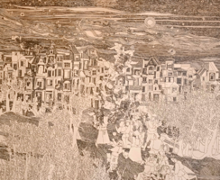 Tulipán László: Ünneplő tömeg (rézkarc, 1970) szürreális jelenet - teljes méret 54x43 cm