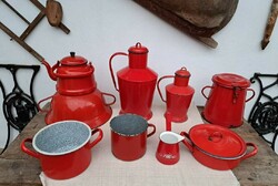 Enameled enameled red package on greased pot pot vajling teapot mug Ceglédi jug Jászkisér