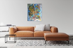 ZSM Absztrakt festmény  40 cm/50 cm vászon, akril, festőkés- Torlódás