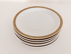 Retro 6 pieces of German colditz GDR porcelain with gold border old small plates mid century
