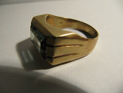 8 Carat (333) gold large green stone men's unisex ring 6.40 grams