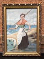 Hack János 1955 - Halász nő festmény