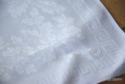 Festive old art deco damask napkin set tea towel and monogram 4 pcs 58 x 57