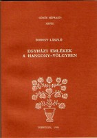 Dobosy László: Egyházi Emlékek A Hangony-Völgyben 1991